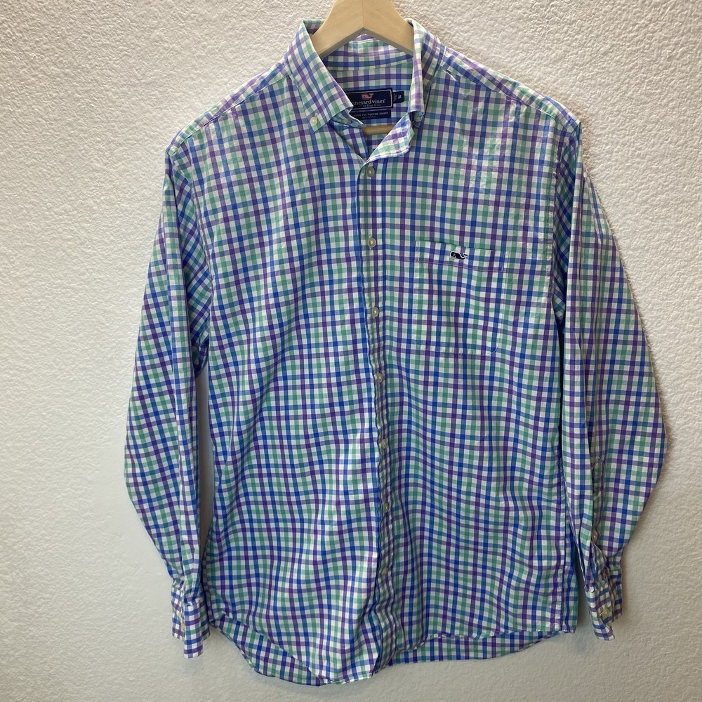 Vineyard Vines Men's Med Button Down Classic Fit Tucker Shirt Plaid Preppy‎